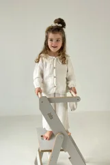 Učiaca montessori detská veža skladacia šedá