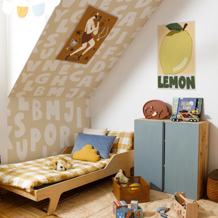 Tapeta béžové písmena 280x100 cm