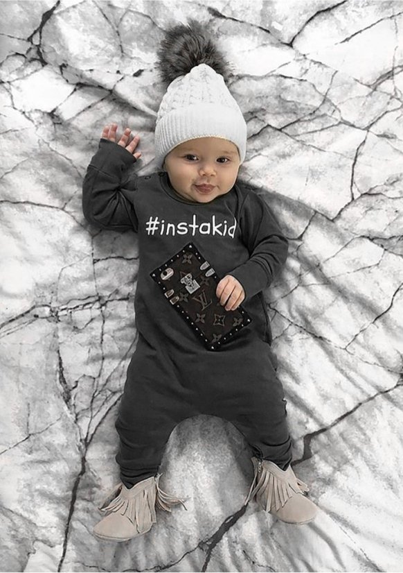 Detský overal s dlhým rukávom "instakid" čierna - Veľkosť oblečenia: 86/92 (12-24M)