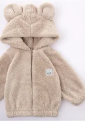 Béžová dětská mikina s ušima medvídka