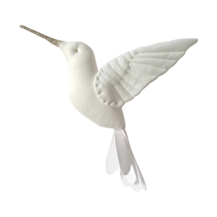 Ľanová dekorácia do detskej izby krémový kolibrík