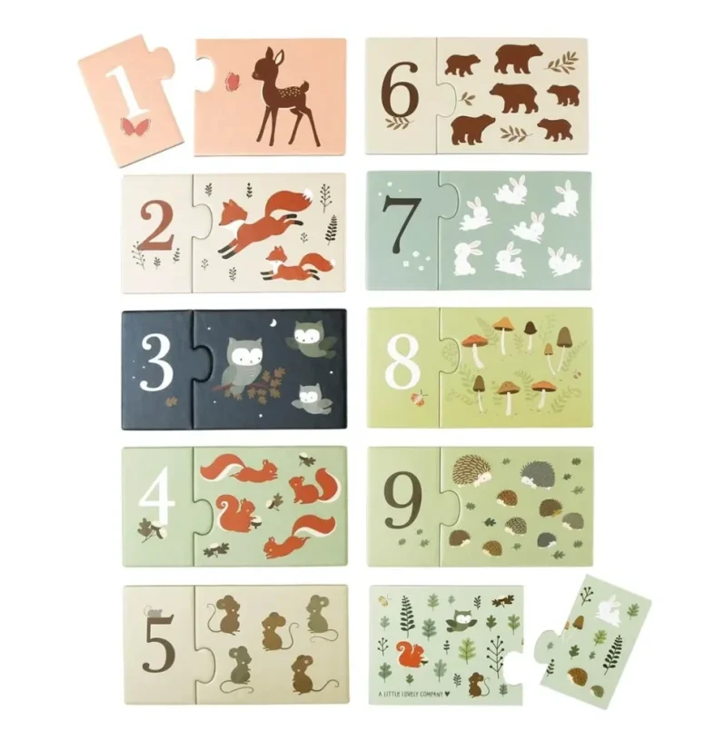 Počítanie puzzle: lesní priatelia