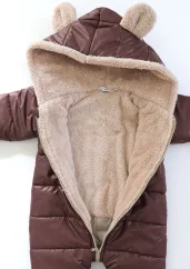 Detská zimná kombinéza s ušami hnedá