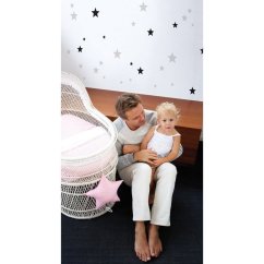 Samolepka do detskej izby sada hviezdy šedá a čierna 3-8cm
