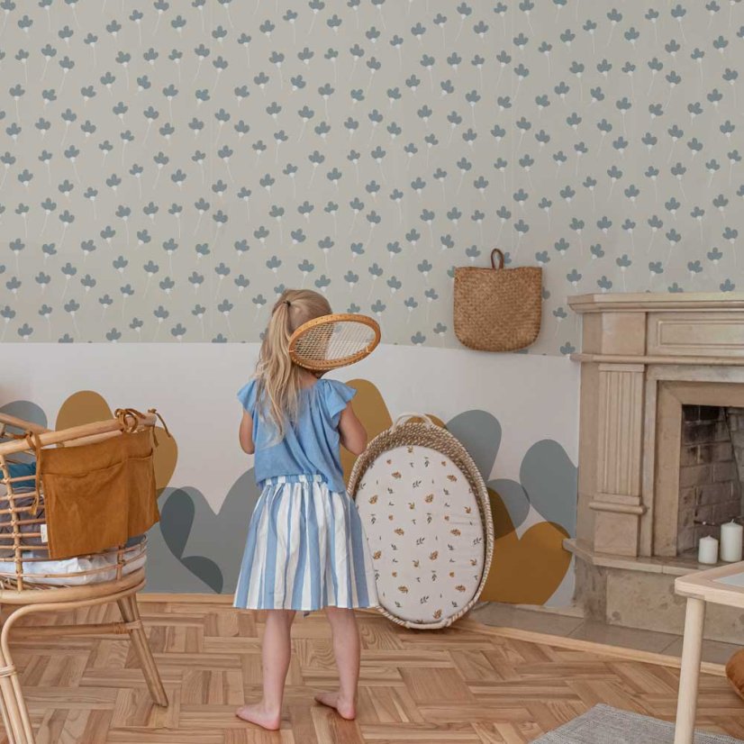 Tapeta sedmikrásky béžově modrá 280x50 cm