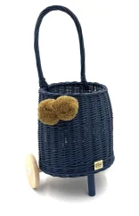 Prútený košík s rúčkou – detský tmavo modrý | Ručne vyrobený košík pre deti