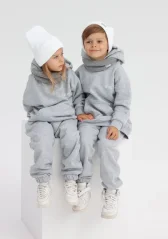 Detská mikina s kapucňou melírovaná šedá