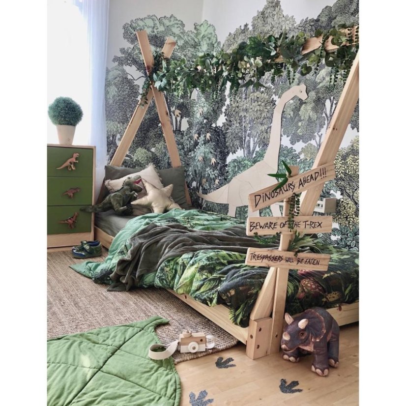 Drevená nástenná dekorácia Origami Diplodocus – dinosaurus do detskej izby