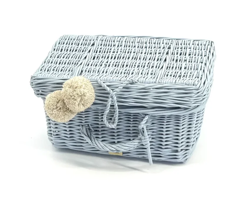 Prútený kufrík - svetlomodrá