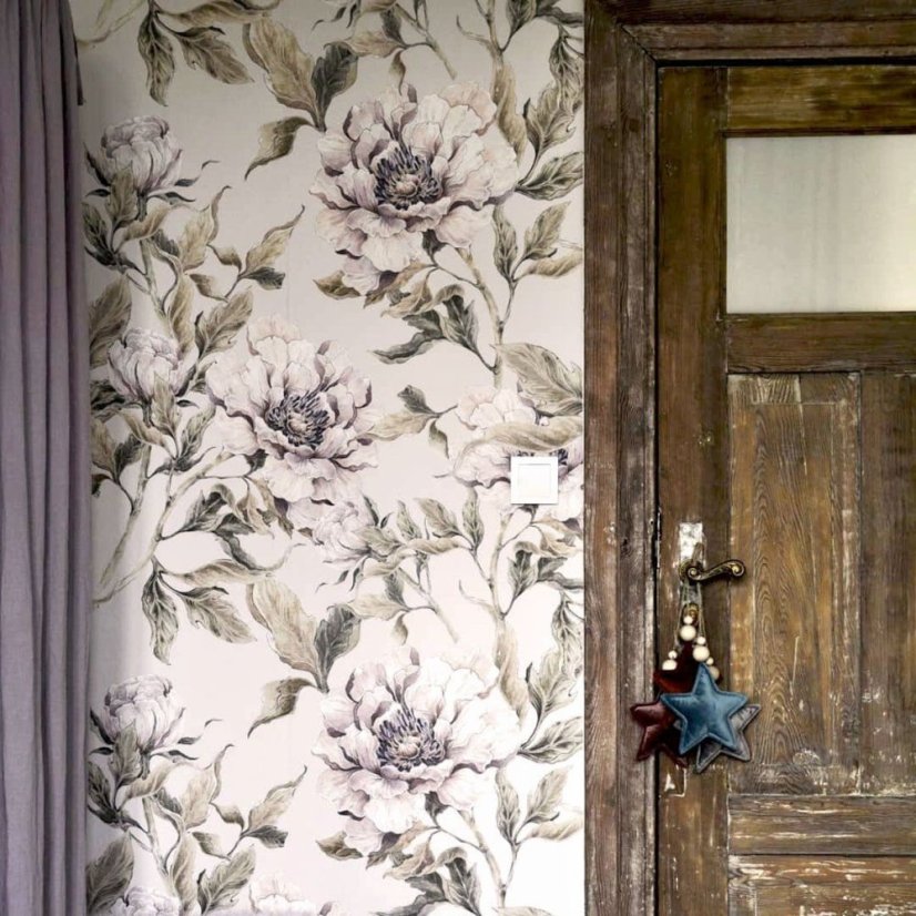 Tapeta pivoňky béžová 280×100 cm