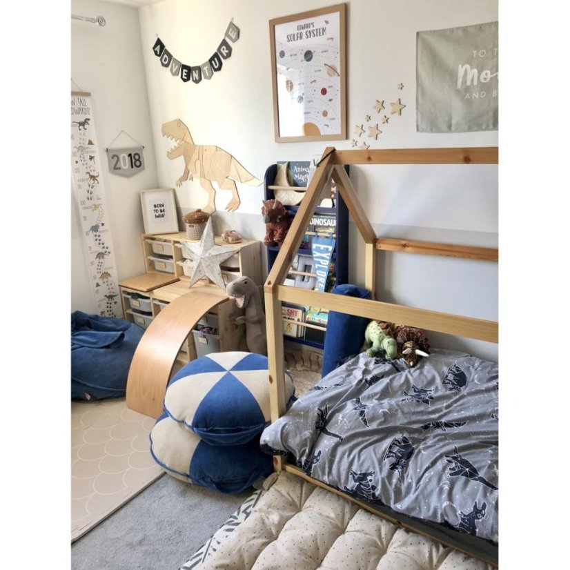 Drevená nástenná dekorácia Origami T-rex – dinosaurus do detskej izby