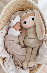 Bábika králik hnedý XL 70 cm s menom Emmka