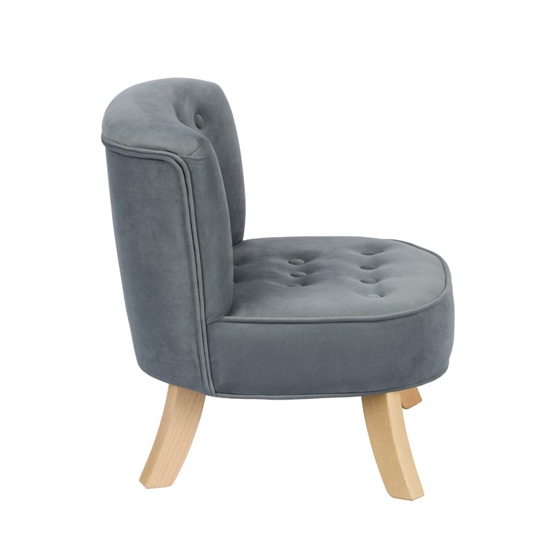 Dětské křeslo velvet šedé - Výška nožičiek: 17 cm a 25 cm, Farba nožičiek: Drevo