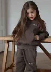 Detská mikina s kapucňou hnedá