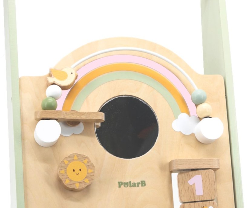 Drevené vzdelávacie chodítko PolarB zelené – aktivitné chodítko pre deti