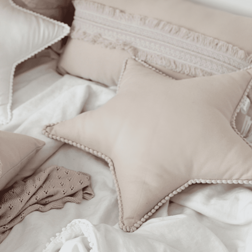 Boho polštář hvězda s bublinkami pudrově růžová 50 cm