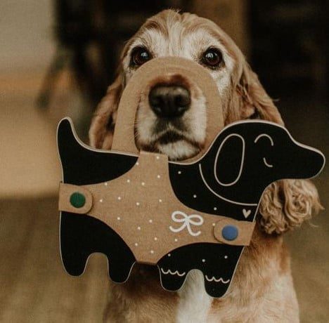 Dřevěná křídová tabule pes Kajtek