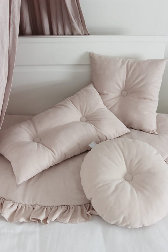 Kulatý polštář s knoflíkem pudrově růžová 40 cm
