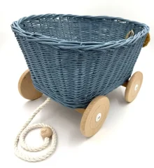 Proutěný vozík na tahání za šňůrku - modrá