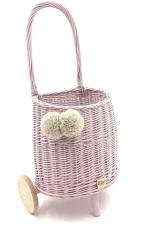 Prútený košík s rúčkou – detský ružový | Ručne vyrobený košík pre deti