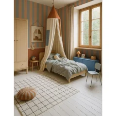 Tapeta pruhy modro béžová 280×50 cm