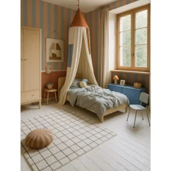 Tapeta pruhy modro béžová 280×50 cm