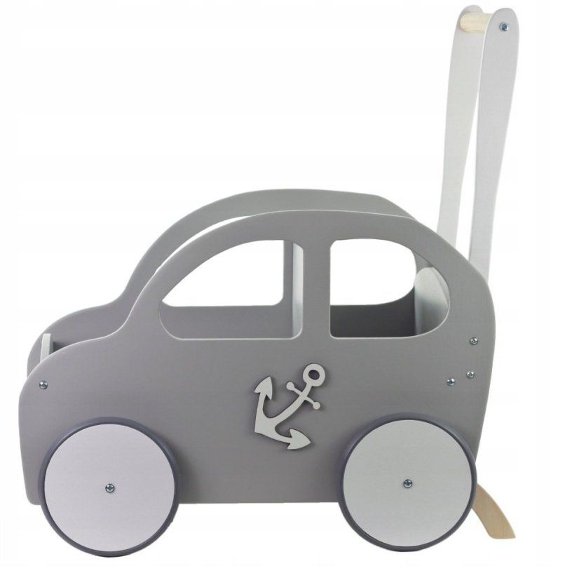 Drevené auto pre chlapcov / chodítko šedá