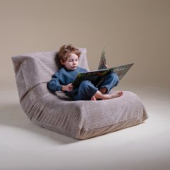 Detské ergonomické kreslo MOONI – béžová, prémiový manšester