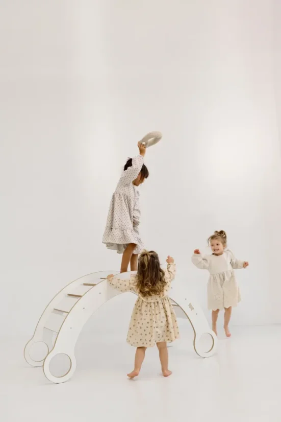 Montessori drevená hojdačka maxi biela - Farba: Prírodná