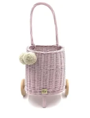 Prútený košík s rúčkou – detský ružový | Ručne vyrobený košík pre deti