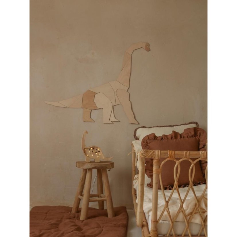 Drevená nástenná dekorácia Origami Diplodocus – dinosaurus do detskej izby