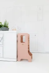 Montessori veža – detský kuchynský pomocník  púdrovo ružový