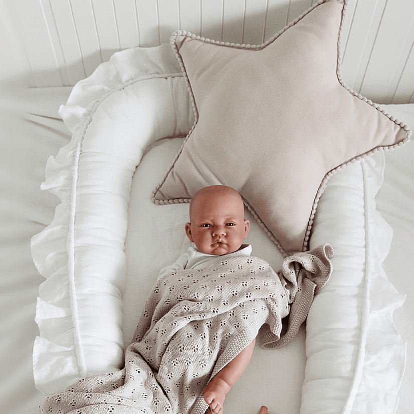 Boho polštář hvězda s bublinkami pudrově růžová 50 cm
