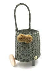 Prútený košík s rúčkou – detský olivový | Ručne vyrobený košík pre deti