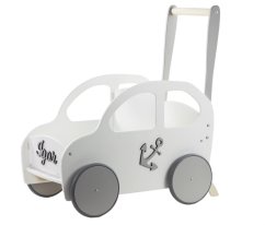 Drevené auto pre chlapcov / chodítko biela
