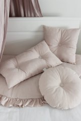 Kulatý polštář s knoflíkem pudrově růžová 40 cm