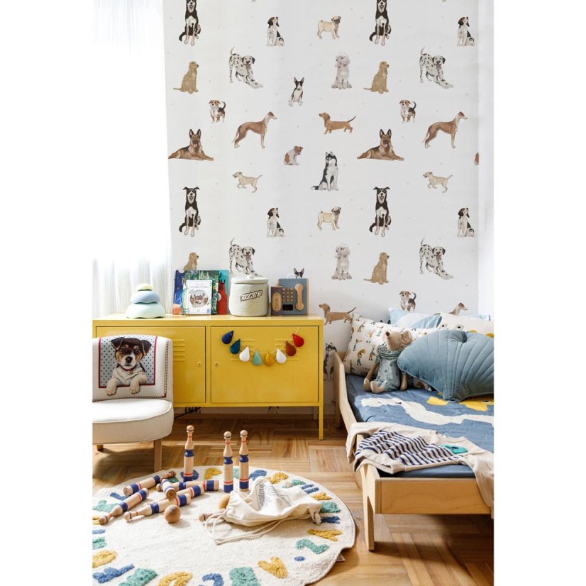 Tapeta psy biela 280x100 cm