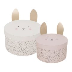 Úložné boxy zajačik 2 ks biela/ružová 23 x 13 x 23 cm