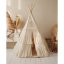 Boho stan teepee s volánikmi a výšivkou béžový