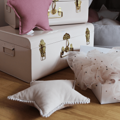 Mini Boho vankúš hviezda s bublinkami púdrovo ružová 38 cm