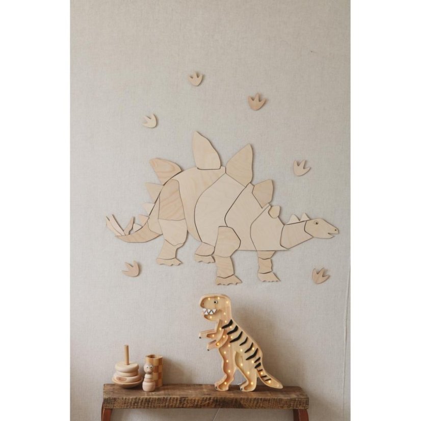 Drevená nástenná dekorácia Origami Stegosaurus – dinosaurus do detskej izby