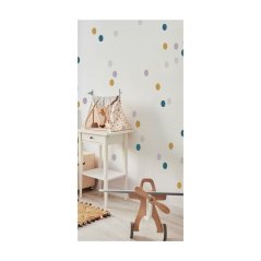 Samolepka do detskej izby sada konfety ružová, žltá, tyrkysová, šedá 5cm