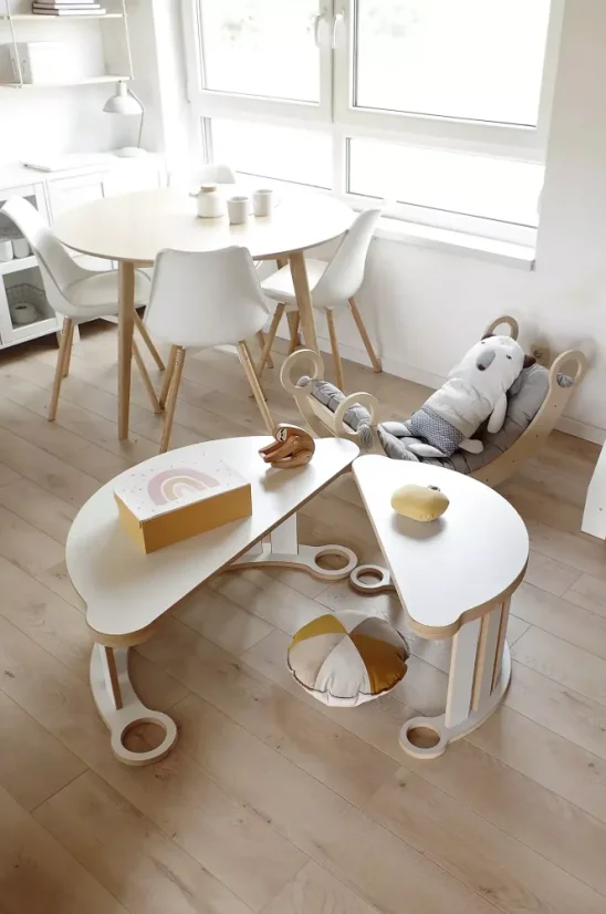 Dětská pracovní deska k montessori houpačce S - Barva: Bílá