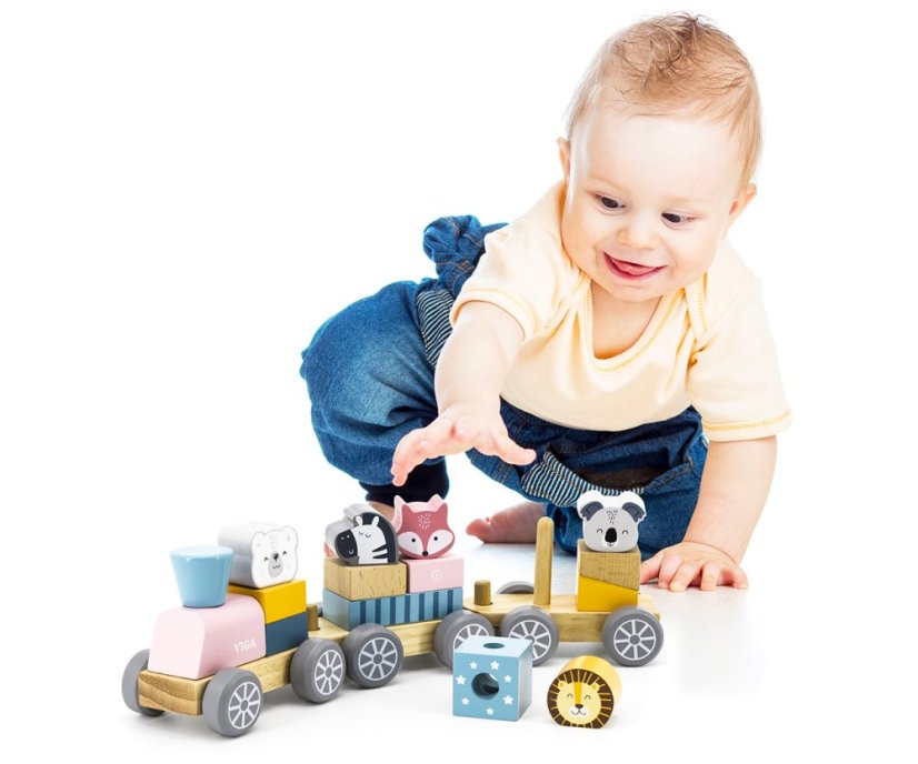 Vláčik PolarB – drevený vláčik s kockami