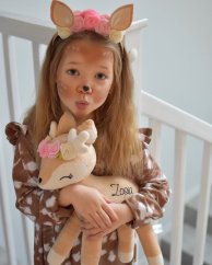 Plyšová srnka Bambi s farebnými kvetmi a možnosťou mena