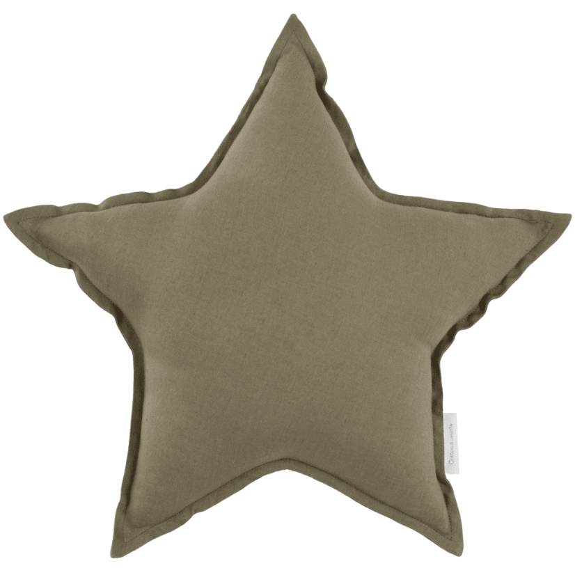 Lněný polštář hvězda olivová 50 cm