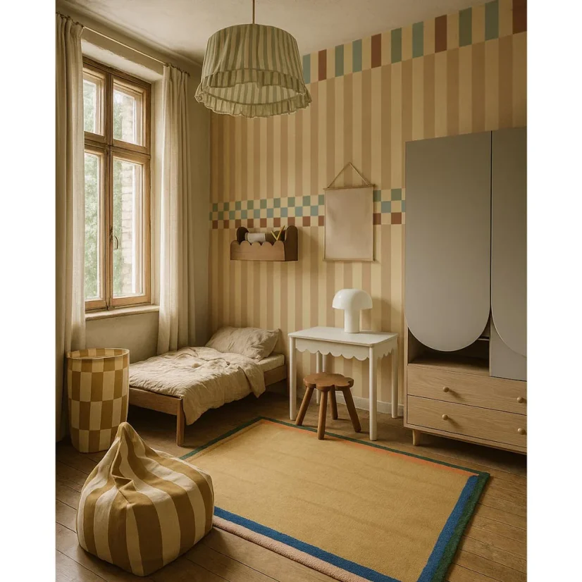 Tapeta s prúžkami nostalgia vintage farby 280×50 cm