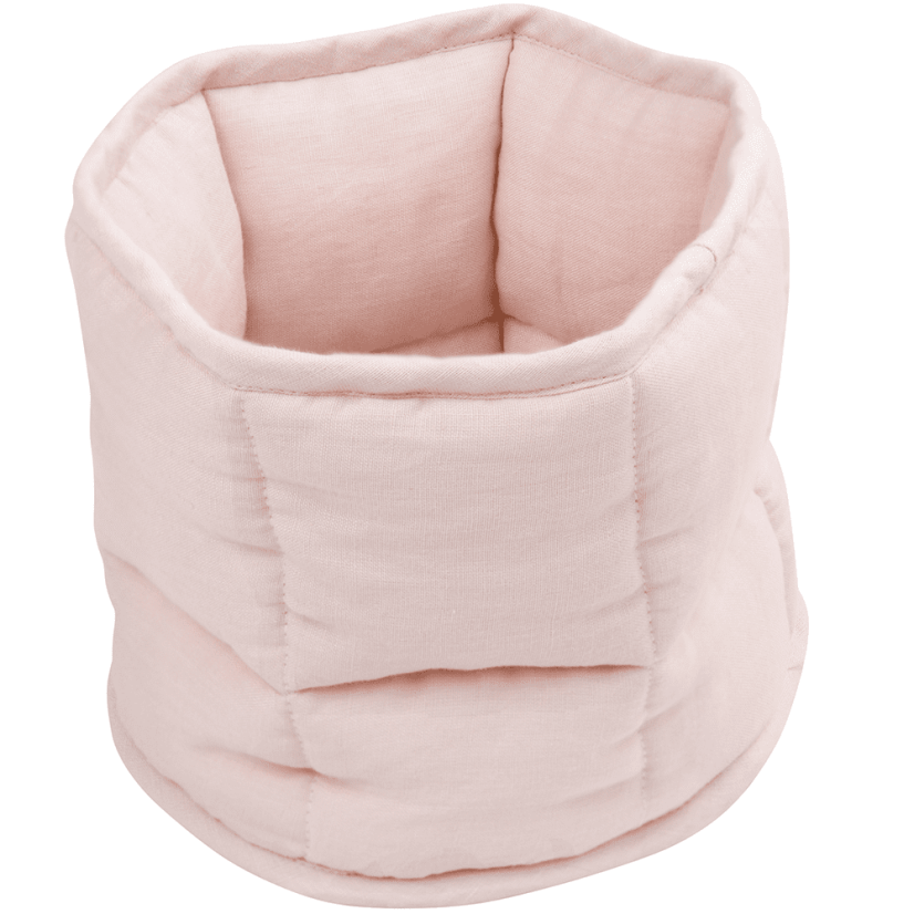 Lněný prošívaný košík pudrově růžová ø 20 cm