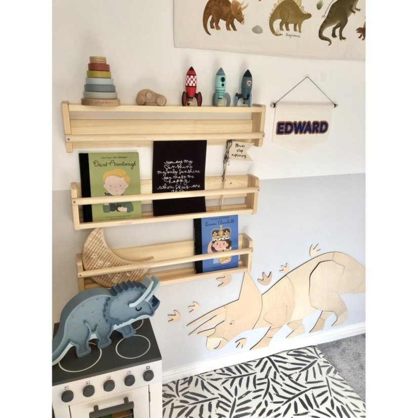 Drevená nástenná dekorácia Origami Triceratops – dinosaurus do detskej izby