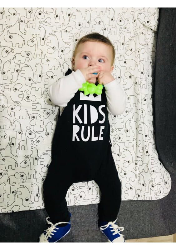 Detské tepláky na traky ,,kids rule” - Veľkosť oblečenia: 86/92 (12-24M)